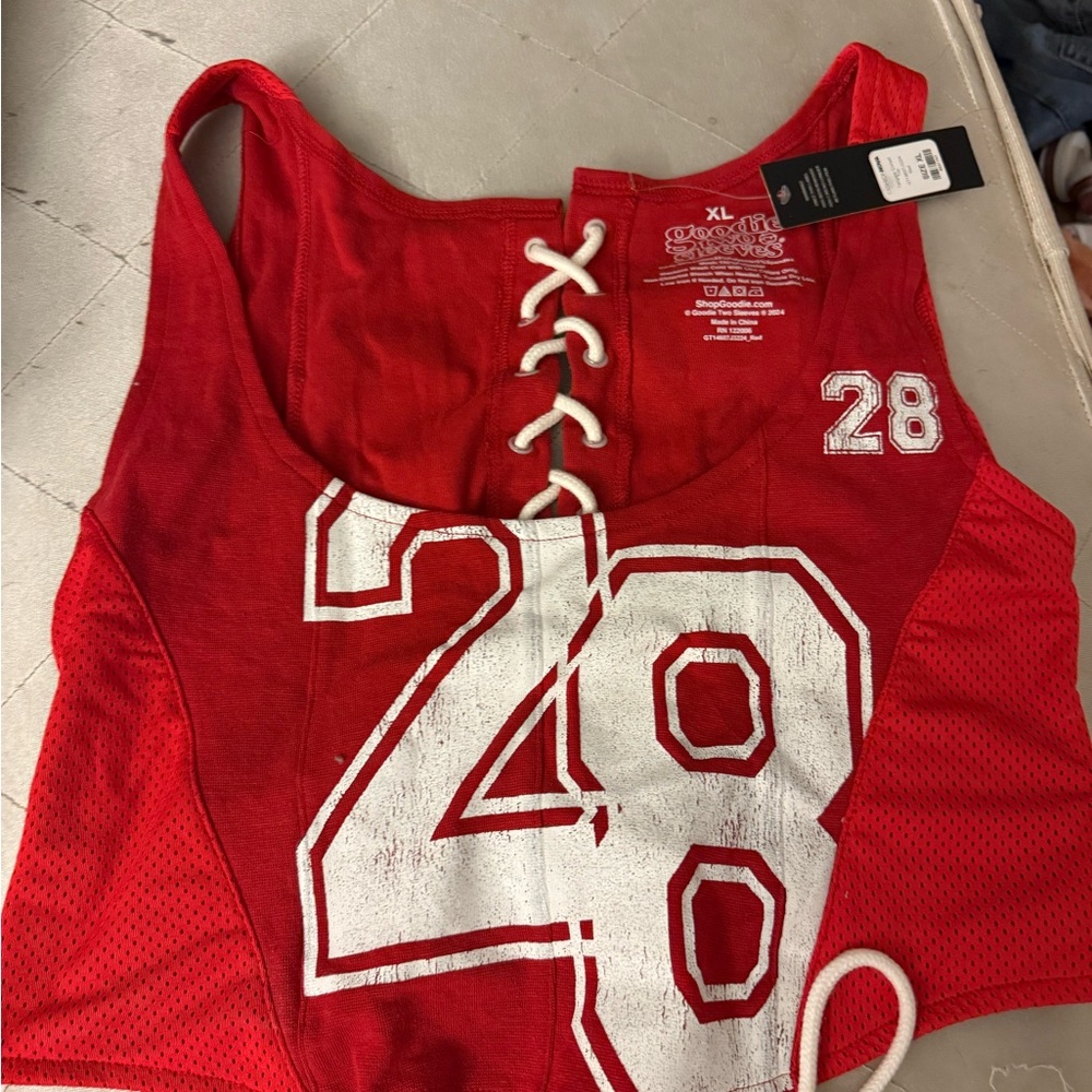 Fashion Nova Red Lace-Up Jersey Top